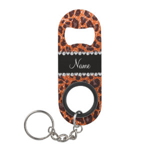 Individuelle Name Orangen-Glitzer-Leopard Mini Flaschenöffner