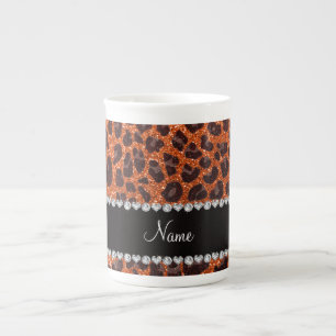 Individuelle Name Orangen-Glitzer-Leopard Porzellantasse