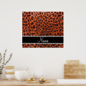 Individuelle Name Orangen-Glitzer-Leopard Poster (Küche)
