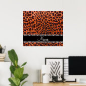 Individuelle Name Orangen-Glitzer-Leopard Poster (Heimbüro)