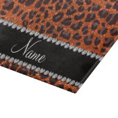 Individuelle Name Orangen-Glitzer-Leopard Schneidebrett (Ecke)