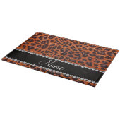 Individuelle Name Orangen-Glitzer-Leopard Schneidebrett (Ecke)