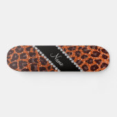 Individuelle Name Orangen-Glitzer-Leopard Skateboard (Horizontal)