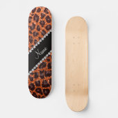 Individuelle Name Orangen-Glitzer-Leopard Skateboard (Vorderseite)