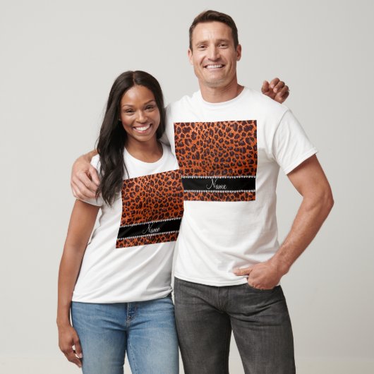 Individuelle Name Orangen-Glitzer-Leopard T-Shirt (Unisex)