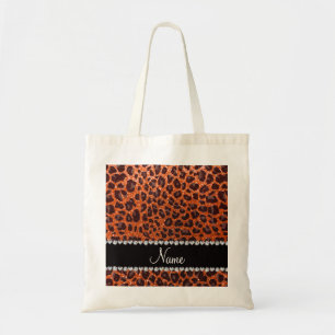 Individuelle Name Orangen-Glitzer-Leopard Tragetasche