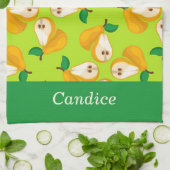 Individuelle Name Orangenbirnen auf grün Geschirrtuch (Gefaltet)