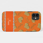 Individuelle Name Orangengoldherzen Case-Mate iPhone Hülle (Rückseite (Horizontal))