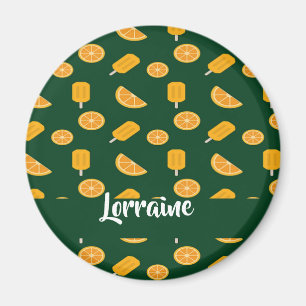 Individuelle Name Orangenscheiben und Eiscreme grü Magnet