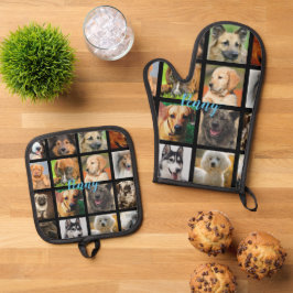 Individuelle Name Oven Handschuh mit Hunden Ofenhandschuh & Topflappen-Set