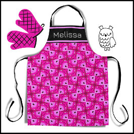 Individuelle Name Owl Eyes Hot Pink Geometric Must Schürze