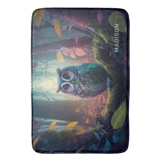 Individuelle Name Owl Forest Badematte (Vorderseite Vertikal)
