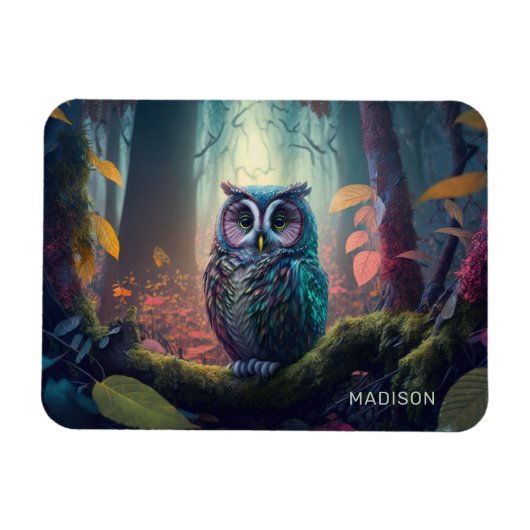 Individuelle Name Owl Forest Magnet (Horizontal)