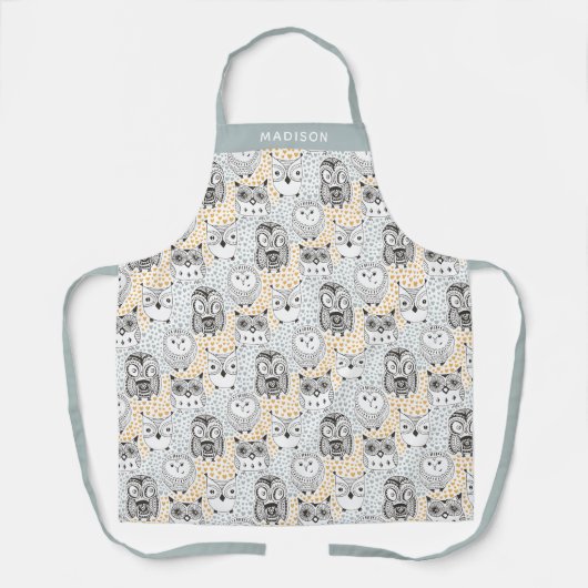 Individuelle Name Owl Muster Schürze (Vorderseite)