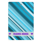 Individuelle Name Ozeanblau/Aquamarin/Aqua-Streife Mini Klemmbrett (Rückseite)