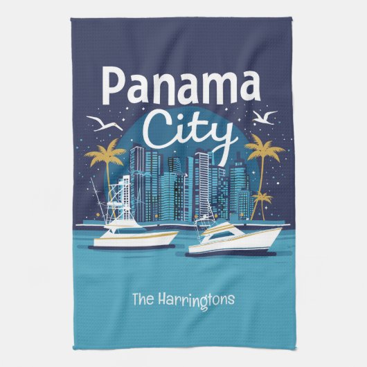 Individuelle Name Panama City Geschirrtuch (Vertikal)