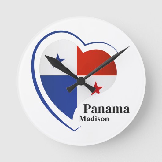 Individuelle Name Panama Liebe Runde Wanduhr (Vorderseite)