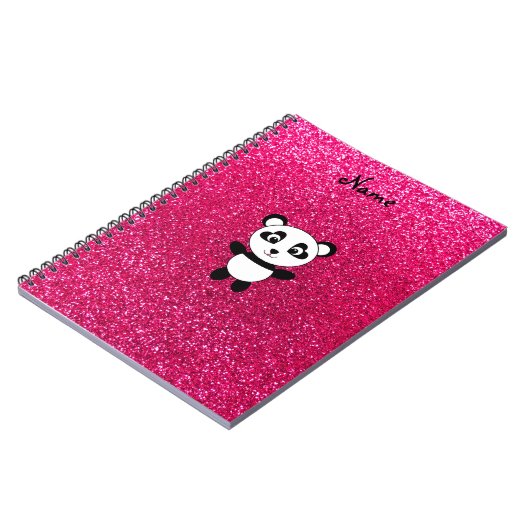 Individuelle Name Panda rosa Glitzer Notizblock (Linke Seite)