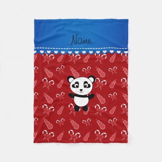 Individuelle Name Panda Schneemännchen Bonbons Fleecedecke (Vorderseite)