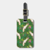 Individuelle Name-Papageienmuster mit Blätter aus Gepäckanhänger (Vorderseite vertikal)