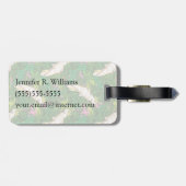 Individuelle Name-Papageienmuster mit Blätter aus  Gepäckanhänger (Rückseite horizontal)