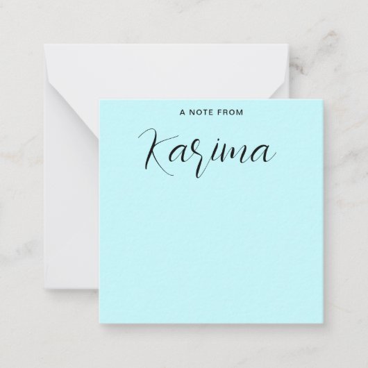 Individuelle Name Pastel Blue Calligraphy Mitteilungskarte (Vorderseite)