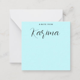 Individuelle Name Pastel Blue Calligraphy Mitteilungskarte
