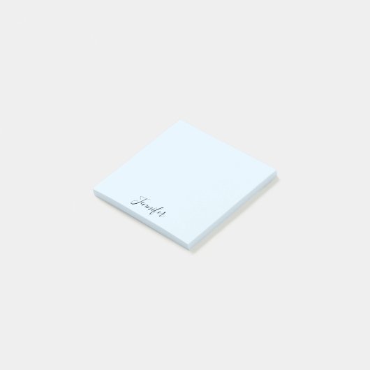 Individuelle Name Pastel Blue Personalisiert Notes Post-it Klebezettel (angewinkelt)