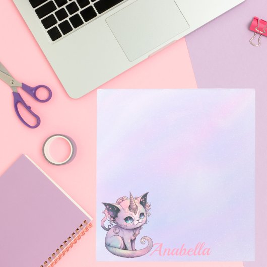 Individuelle Name Pastel Goth Cat Unicorn Notizblock