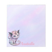 Individuelle Name Pastel Goth Cat Unicorn Notizblock (Vorderseite)