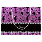 Individuelle Name Pastel lila Glitzer Ballerinas Große Geschenktüte (Rückseite)