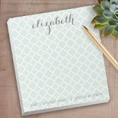 Individuelle Name Pastel Mint & Gray Quatrefoil Notizblock