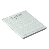 Individuelle Name Pastel Mint & Gray Quatrefoil Notizblock (angewinkelt)