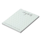 Individuelle Name Pastel Mint & Gray Quatrefoil Notizblock (Rotiert)