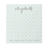 Individuelle Name Pastel Mint & Gray Quatrefoil Notizblock (Vorderseite)