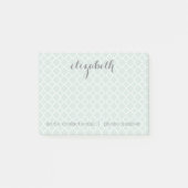 Individuelle Name Pastel Mint & Gray Quatrefoil Post-it Klebezettel (Vorderseite)