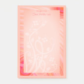 individuelle Name Pastel Orange Pink Weißer Weintr Post-it Klebezettel (Vorderseite)