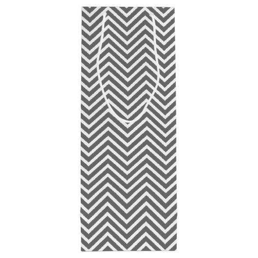 Individuelle Name Pastel Pink und Gray Chevrons Geschenktüte Für Weinflaschen (Rückseite)