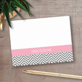 Individuelle Name Pastel Pink und Gray Chevrons Post-it Klebezettel