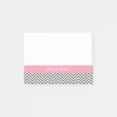 Individuelle Name Pastel Pink und Gray Chevrons Post-it Klebezettel (Vorderseite)