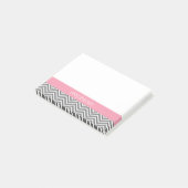 Individuelle Name Pastel Pink und Gray Chevrons Post-it Klebezettel (angewinkelt)