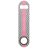 Individuelle Name Pastel Pink und Gray Chevrons Speedflaschenöffner (Rückseite)