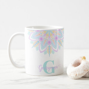 Individuelle Name Pastel Rainbow Floral Sundae Man Kaffeetasse