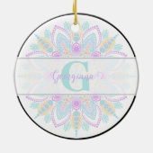 Individuelle Name Pastel Rainbow Floral Sundae Man Keramik Ornament (Hinten)
