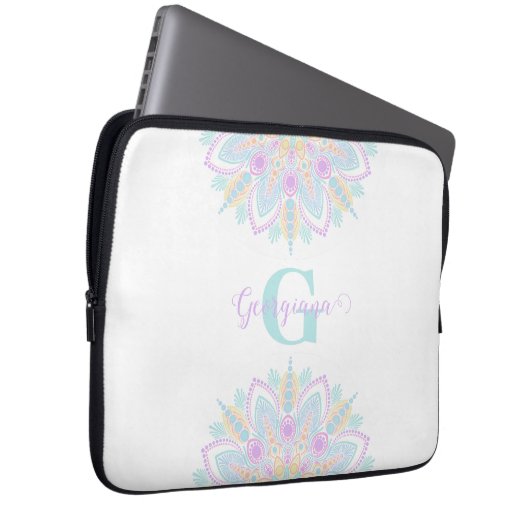 Individuelle Name Pastel Rainbow Floral Sundae Man Laptopschutzhülle (Vorne Rechts)