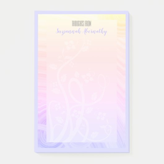 individuelle Name Pastel Rainbow Floral und Reben Post-it Klebezettel (Vorderseite)
