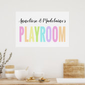 Individuelle Name Pastel Rainbow Playroom Poster (Küche)