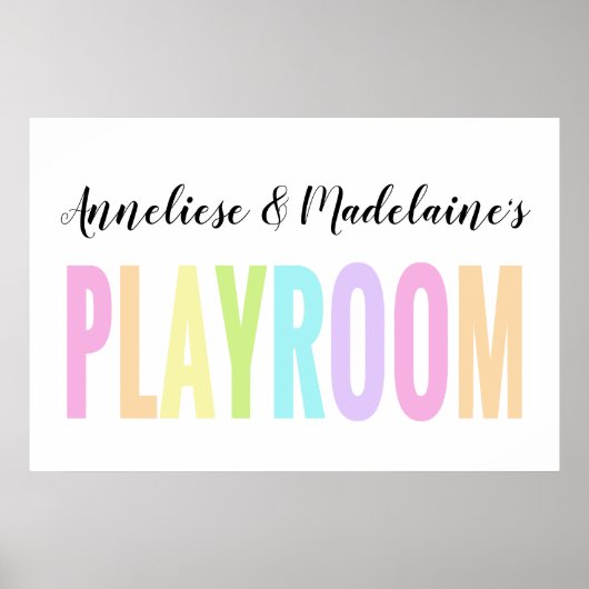 Individuelle Name Pastel Rainbow Playroom Poster (Vorne)