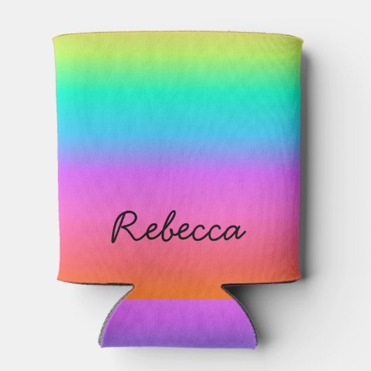 Individuelle Name Pastel Rainbow Pride Dosenkühler (Rückseite)
