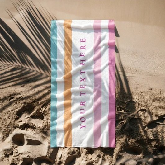 Individuelle Name Pastel Streifen - Personalisiert Strandtuch